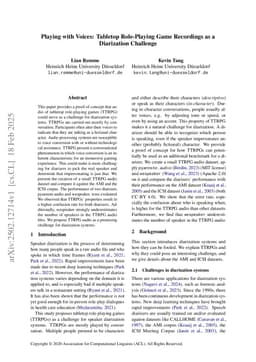 Playing with Voices: Tabletop Role-Playing Game Recordings as a Diarization Challenge