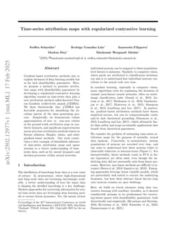 Time-series attribution maps with regularized contrastive learning