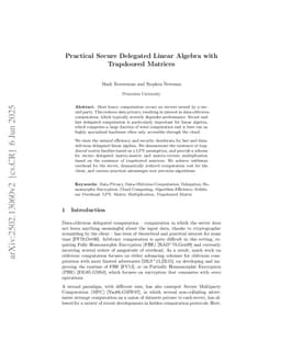 Practical Secure Delegated Linear Algebra with Trapdoored Matrices