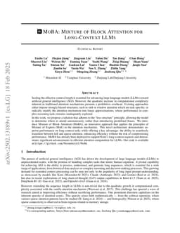 MoBA: Mixture of Block Attention for Long-Context LLMs