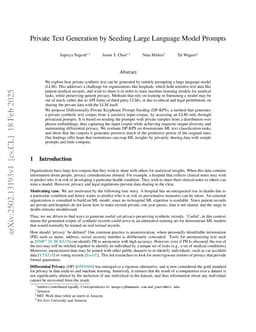 Private Text Generation by Seeding Large Language Model Prompts