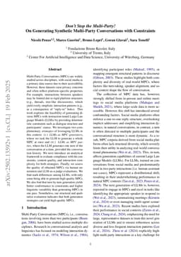 Don't Stop the Multi-Party! On Generating Synthetic Multi-Party Conversations with Constraints