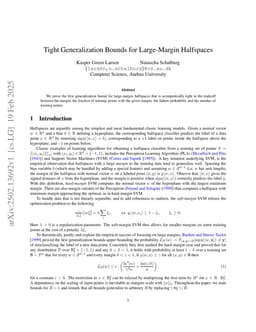 Tight Generalization Bounds for Large-Margin Halfspaces