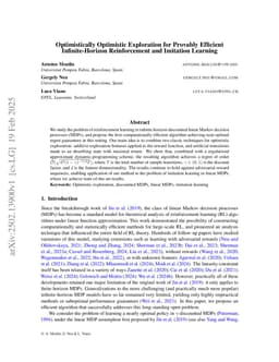 Optimistically Optimistic Exploration for Provably Efficient Infinite-Horizon Reinforcement and Imitation Learning