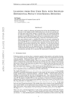 Learning from End User Data with Shuffled Differential Privacy over Kernel Densities