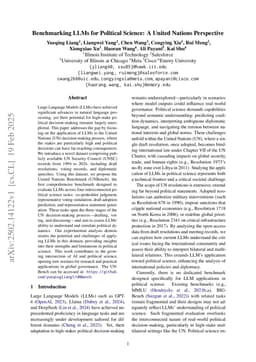 Benchmarking LLMs for Political Science: A United Nations Perspective
