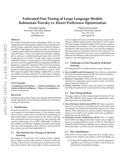Federated Fine-Tuning of Large Language Models: Kahneman-Tversky vs. Direct Preference Optimization