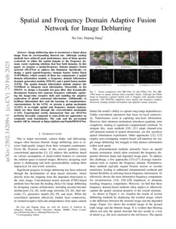 Spatial and Frequency Domain Adaptive Fusion Network for Image Deblurring