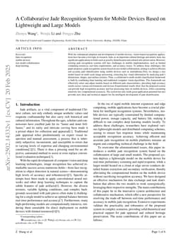 A Collaborative Jade Recognition System for Mobile Devices Based on Lightweight and Large Models
