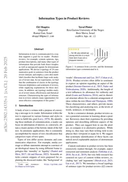 Information Types in Product Reviews