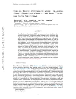 Earlier Tokens Contribute More: Learning Direct Preference Optimization From Temporal Decay Perspective