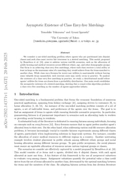 Asymptotic Existence of Class Envy-free Matchings