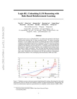 Logic-RL: Unleashing LLM Reasoning with Rule-Based Reinforcement Learning