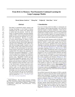 From RAG to Memory: Non-Parametric Continual Learning for Large Language Models
