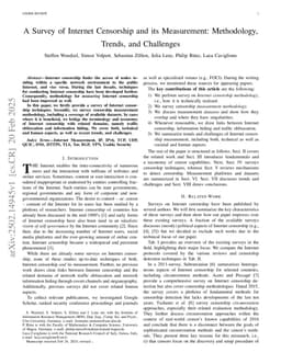 A Survey of Internet Censorship and its Measurement: Methodology, Trends, and Challenges