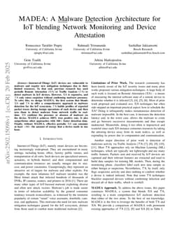 MADEA: A Malware Detection Architecture for IoT blending Network Monitoring and Device Attestation