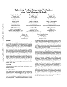 Optimizing Product Provenance Verification using Data Valuation Methods