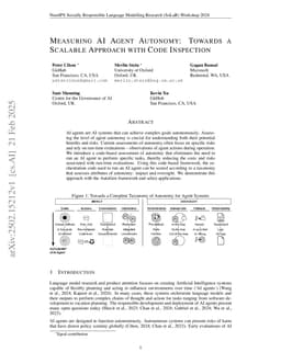 Measuring AI agent autonomy: Towards a scalable approach with code inspection