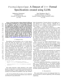 FormalSpecCpp: A Dataset of C++ Formal Specifications created using LLMs
