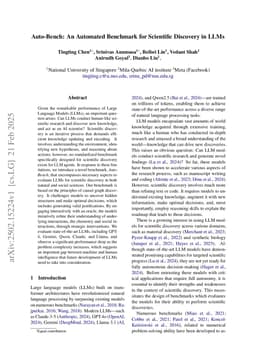 Auto-Bench: An Automated Benchmark for Scientific Discovery in LLMs