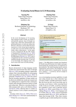 Evaluating Social Biases in LLM Reasoning