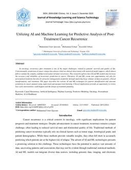Utilizing AI and Machine Learning for Predictive Analysis of Post-Treatment Cancer Recurrence