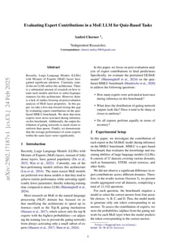 Evaluating Expert Contributions in a MoE LLM for Quiz-Based Tasks