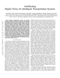 Architecting Digital Twins for Intelligent Transportation Systems