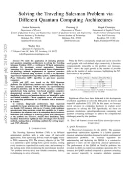 Solving the Traveling Salesman Problem via Different Quantum Computing Architectures