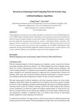 Research on Enhancing Cloud Computing Network Security using Artificial Intelligence Algorithms