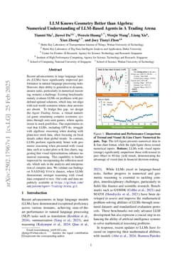 LLM Knows Geometry Better than Algebra: Numerical Understanding of LLM-Based Agents in A Trading Arena
