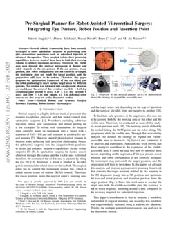 Pre-Surgical Planner for Robot-Assisted Vitreoretinal Surgery: Integrating Eye Posture, Robot Position and Insertion Point