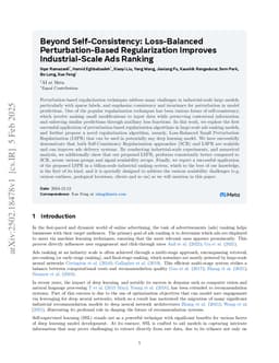 Beyond Self-Consistency: Loss-Balanced Perturbation-Based Regularization Improves Industrial-Scale Ads Ranking