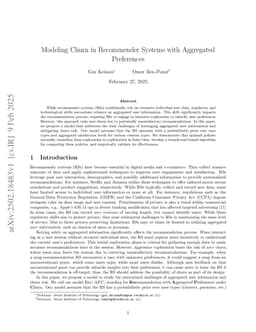 Modeling Churn in Recommender Systems with Aggregated Preferences