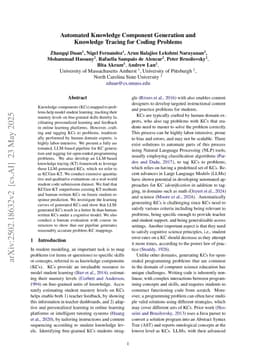 Automated Knowledge Component Generation and Knowledge Tracing for Coding Problems
