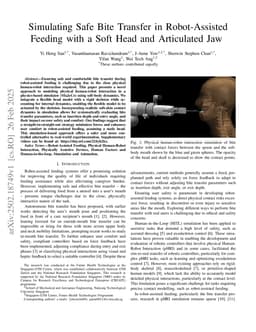 Simulating Safe Bite Transfer in Robot-Assisted Feeding with a Soft Head and Articulated Jaw