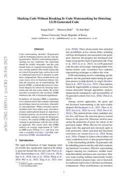 Marking Code Without Breaking It: Code Watermarking for Detecting LLM-Generated Code