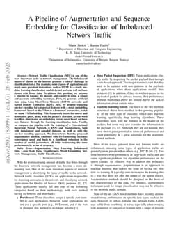 A Pipeline of Augmentation and Sequence Embedding for Classification of Imbalanced Network Traffic