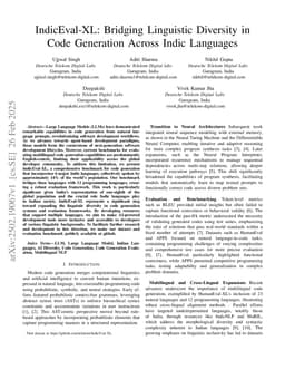 IndicEval-XL: Bridging Linguistic Diversity in Code Generation Across Indic Languages