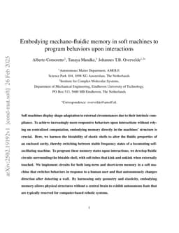 Embodying mechano-fluidic memory in soft machines to program behaviors upon interactions