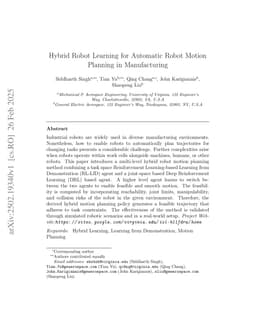 Hybrid Robot Learning for Automatic Robot Motion Planning in Manufacturing