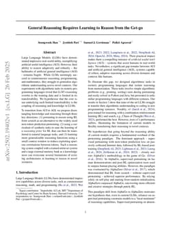 General Reasoning Requires Learning to Reason from the Get-go