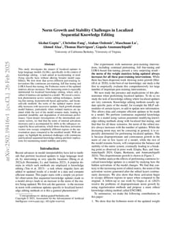 Norm Growth and Stability Challenges in Localized Sequential Knowledge Editing