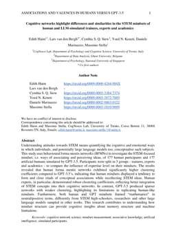 Cognitive networks highlight differences and similarities in the STEM mindsets of human and LLM-simulated trainees, experts and academics