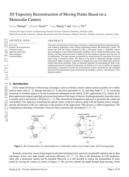 3D Trajectory Reconstruction of Moving Points Based on a Monocular Camera