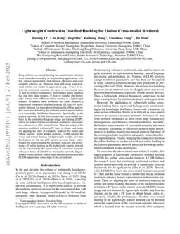 Lightweight Contrastive Distilled Hashing for Online Cross-modal Retrieval