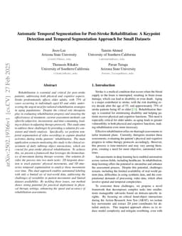 Automatic Temporal Segmentation for Post-Stroke Rehabilitation: A Keypoint Detection and Temporal Segmentation Approach for Small Datasets