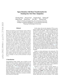Space Rotation with Basis Transformation for Training-free Test-Time Adaptation