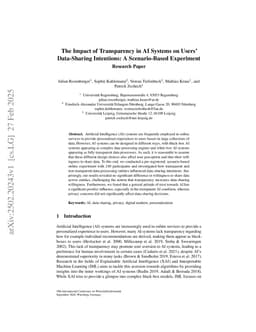 The Impact of Transparency in AI Systems on Users' Data-Sharing Intentions: A Scenario-Based Experiment