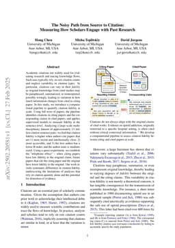 The Noisy Path from Source to Citation: Measuring How Scholars Engage with Past Research